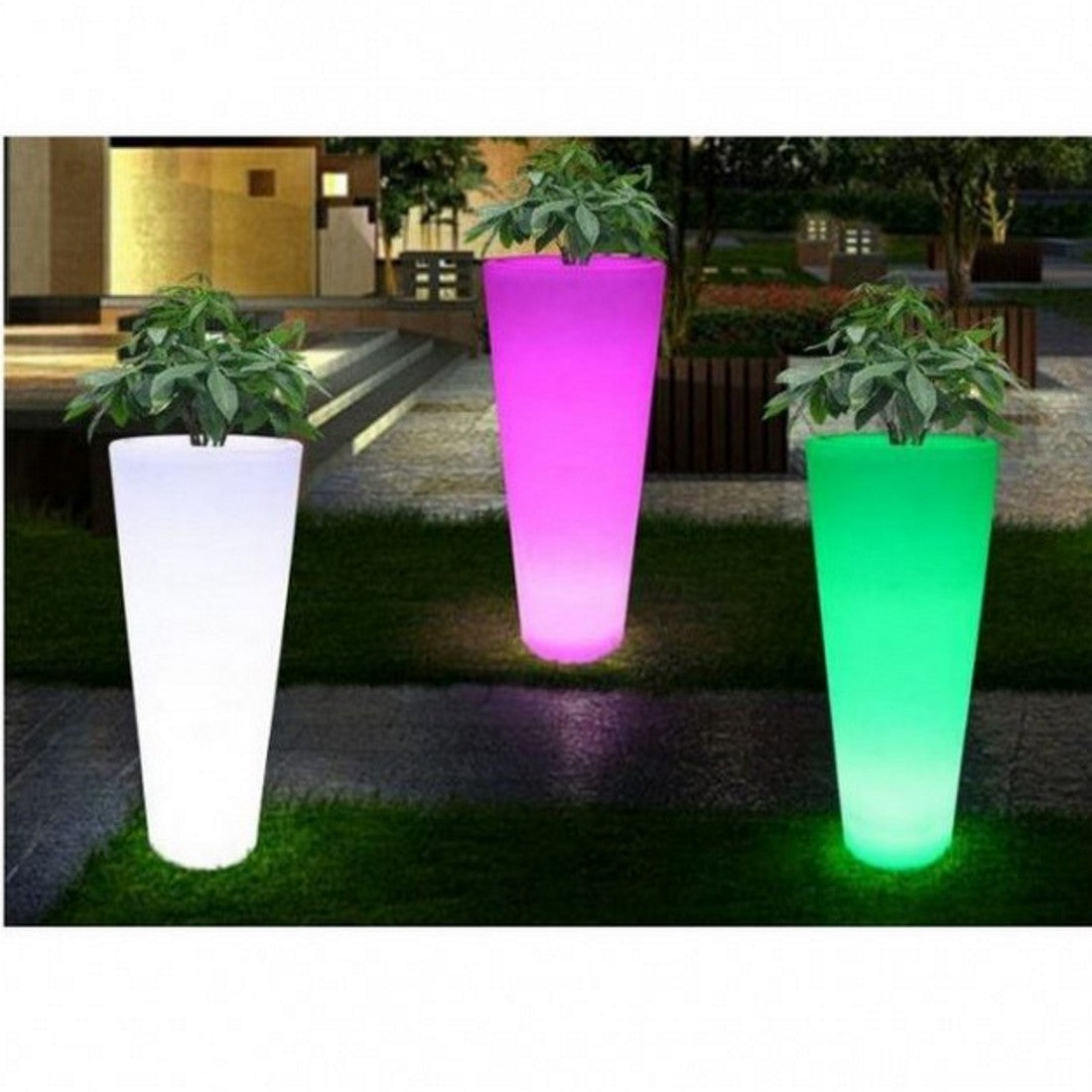 Vaso Quadrato Con Luce LED RGB, 40x40 Cm, Ricaricabile E Portatile, Impermeabile IP65 Per Giardino, Terrazza, Interni, Con Telecomando - 2