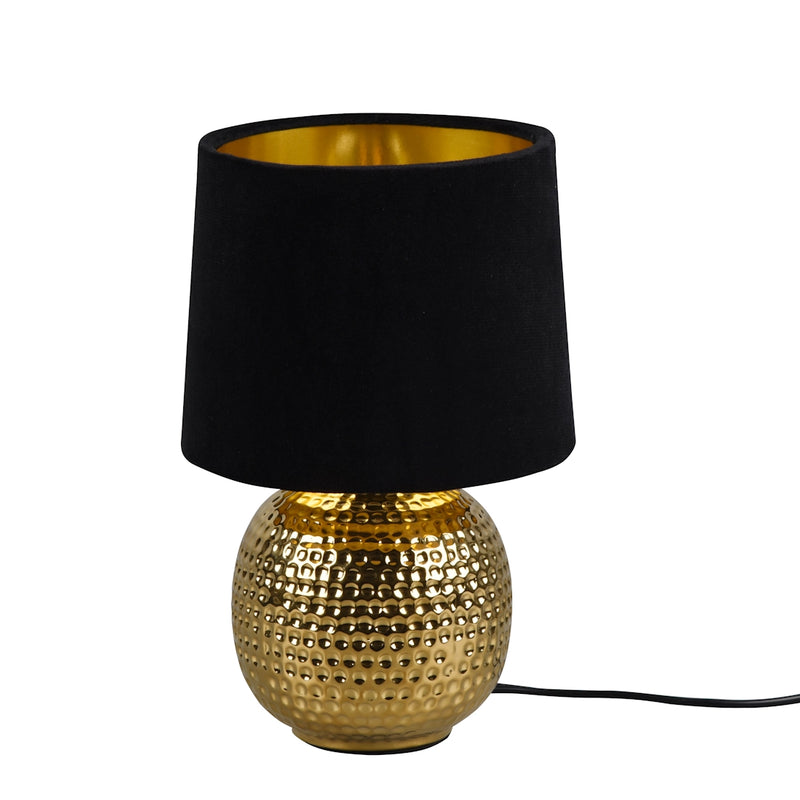 Abat-jour moderna Sophia dorata con paralume nero e interno oro elegante