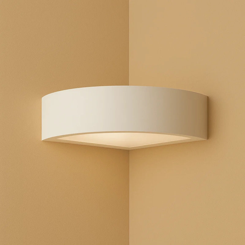 lampada da parete per angolo interno in gesso verniciabile con luce decorativa