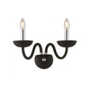 Applique classica Alfiere a 2 luci in vetro soffiato nero satinato con dettagli in metallo cromo