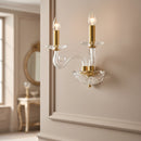 Applique classica Epoque a 2 luci in cristallo pregiato con dettagli in metallo finitura oro