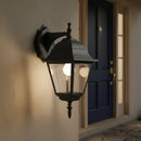 applique classica da esterno in alluminio nero ip44 con lanterna quadrata discendente