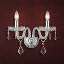 Applique classica Incanto a 2 luci in vetro cristallo decorato con pendagli e dettagli cromati