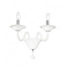 Applique classica Soffio a 2 luci in pasta di vetro bianco con dettagli in metallo cromato
