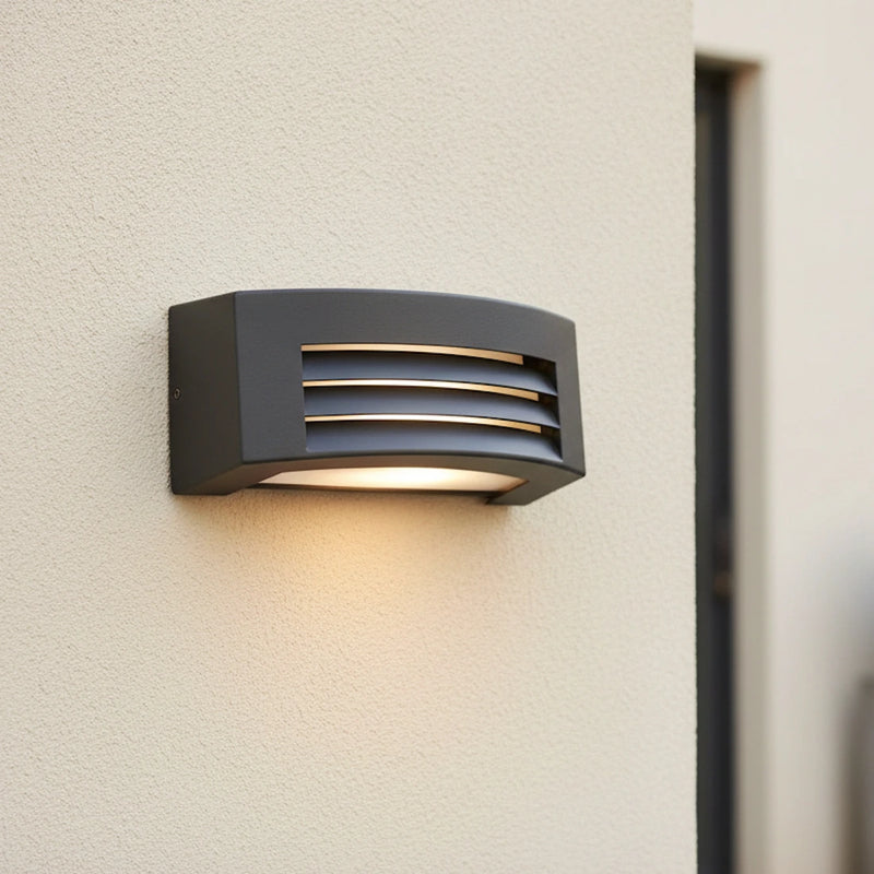 applique esterno alluminio grigio ip54 con diffusore satinato