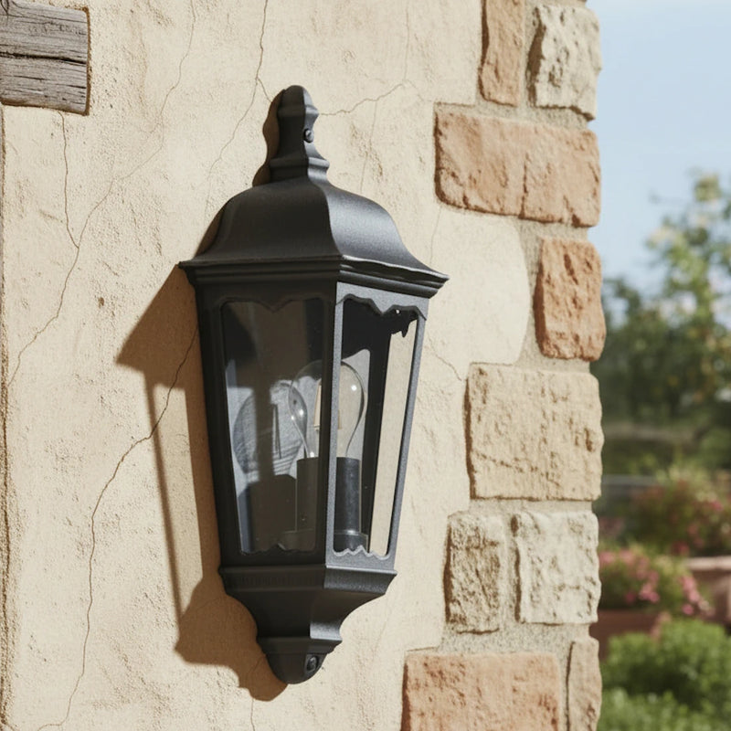 applique da esterno heritage lanterna piatta classica nera antichizzata e27 ip44