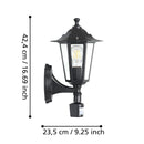 lampada da parete esterna nera con sensore movimento 120 gradi e attacco e27
