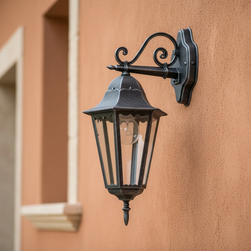 applique da esterno heritage lanterna discendente nero antichizzato e27 ip44