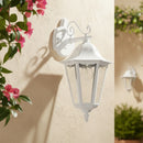 applique da esterno brianza lanterna esagonale bianca opaca in alluminio con vetro trasparente
