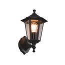 Applique da esterno nera IP44 E27 lanterna esagonale classica ascendente