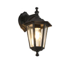 Applique da esterno nera IP44 E27 lanterna esagonale classica discendente