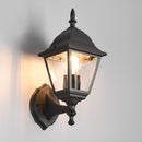 Applique da esterno nera IP44 E27 lanterna quadrata classica ascendente