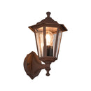 Applique da esterno ruggine IP44 E27 lanterna esagonale classica ascendente