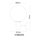 Applique da esterno per balconi e terrazzi effetto legno con sfera in plastica trasparente