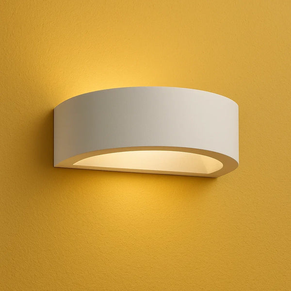 applique in gesso con vetro satinato per luce bidirezionale elegante