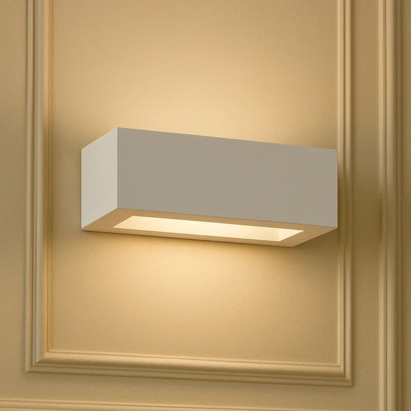 applique in gesso bianca rettangolare 22 cm con luce bidirezionale per pareti moderne