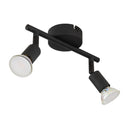 Barra con 2 faretti orientabili Matrix in metallo nero opaco per illuminazione mirata negli ambienti interni