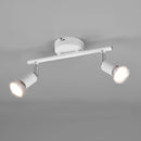 Barra con 2 faretti orientabili Paris in metallo bianco opaco per illuminazione mirata negli ambienti interni