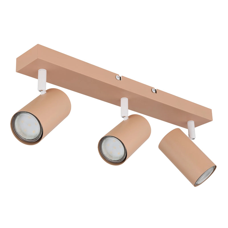 Barra con 3 faretti orientabili Robby rosa con spot tubolari moderni per luce direzionabile da interno