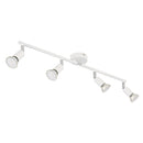 Barra Matrix bianco opaco con quattro faretti orientabili in metallo per illuminazione da soffitto discreta