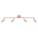 Barra Matrix rosa pesca satinato con quattro faretti orientabili in metallo per luce direzionabile da interno