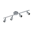 Barra Paris grigio titanio con quattro faretti orientabili in metallo e struttura lineare per luce da interno