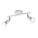 Barra con 2 faretti GU10 bianco opaco IP20 per chi cerca una soluzione compatta semplice e direzionabile da interno