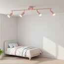 Barra faretti rosa pesca da soffitto lunga 60 cm con 4 punti luce orientabili ideale per illuminare camerette colorate