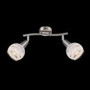 Barra faretti Elliott a 2 luci con LED GU10 sostituibili, struttura nichel satinato e diffusori in vetro