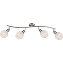 Barra faretti Elliott a 4 luci con struttura nichel satinato e diffusori in vetro satinato per interni eleganti