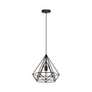 lampadario a sospensione nero stile industrial con lampadina e27 a vista