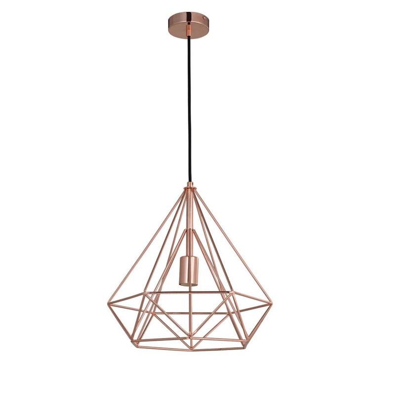 lampadario cage rame per tavolo da pranzo in cucina stile industriale