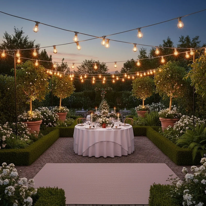 catenaria luminosa bianca ip44 giuntabile con 10 portalampade e14