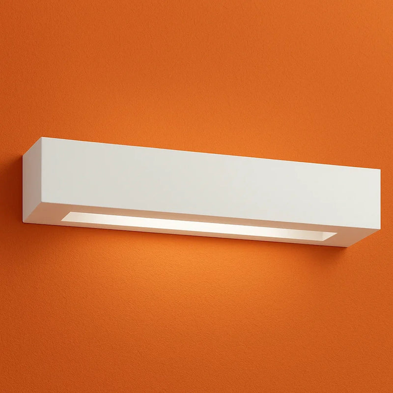 applique rettangolare da parete 36 cm in gesso verniciabile con luce bidirezionale