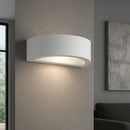 applique stondata da parete 30 cm in gesso bianco con vetri sabbiati e luce su/giù