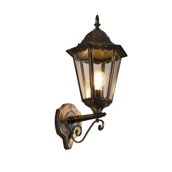 applique da esterno lanterna ascendente alluminio nero oro