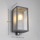 Lampada a parete esterna Garonne IP44 con attacco E27 e rilevatore di movimento