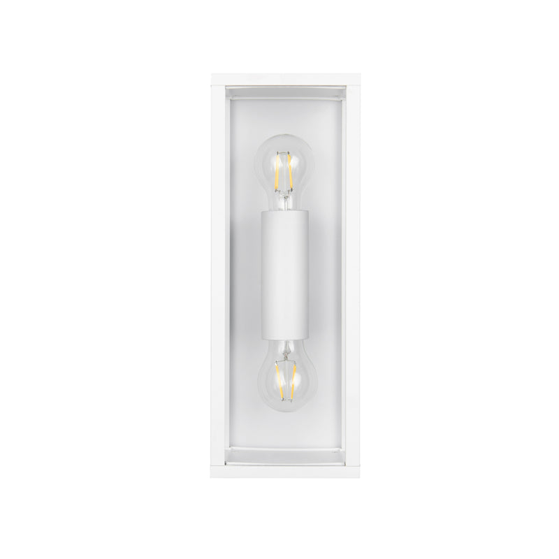 Lampada da esterno Garonne 2 luci bianca design rettangolare con vetri trasparenti