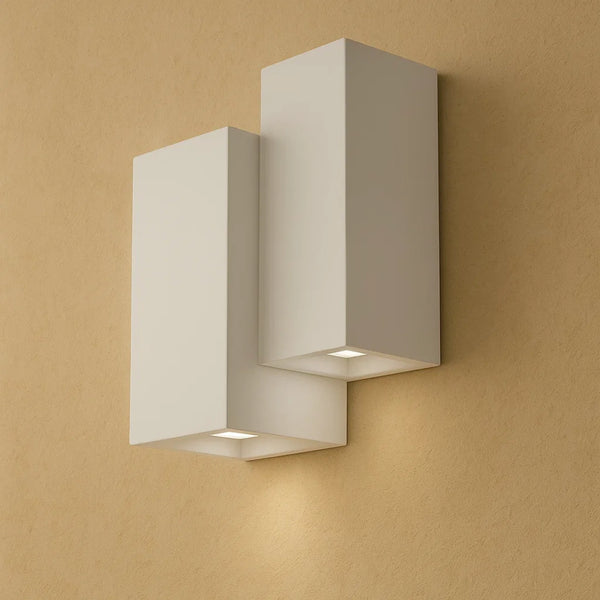 applique in gesso bianca 22x16 cm con 4 luci GU10 e illuminazione bidirezionale