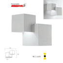 lampada da parete in gesso con design a cubo doppio e luce indiretta