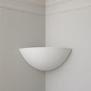 lampada da parete per angolo interno in gesso verniciabile con fascio luminoso ascendente