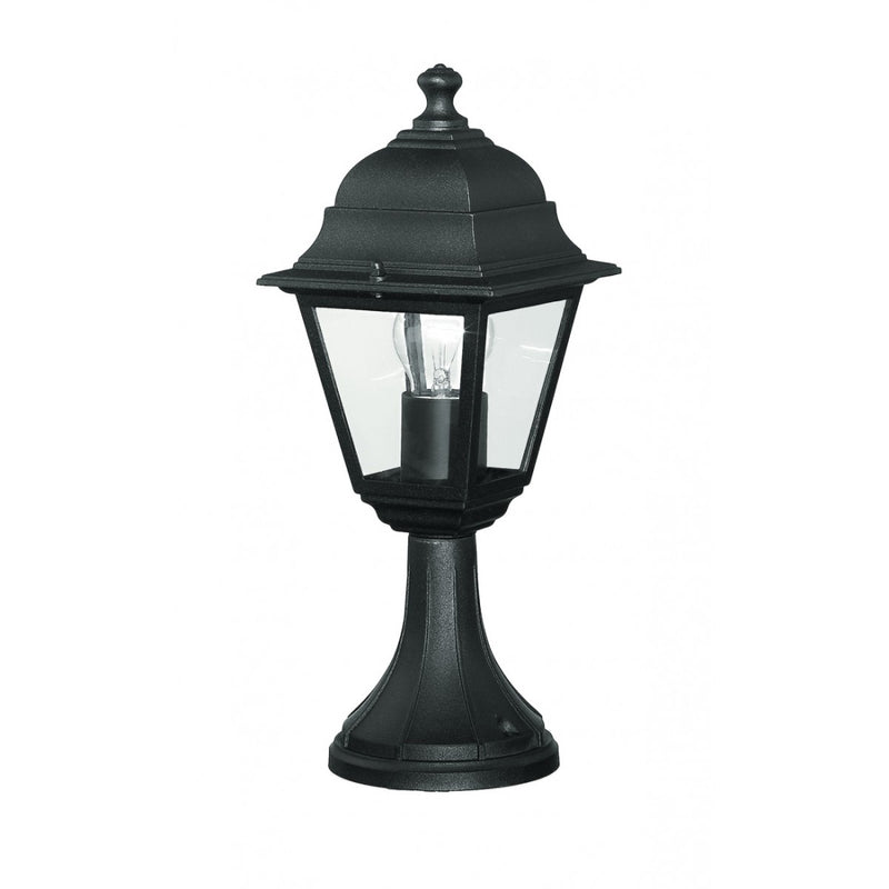 lampioncino basso da esterno a lanterna classica quadrata in alluminio nero altezza 39 cm