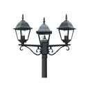 lampione classico a 3 luci ip44 con struttura in alluminio nero 