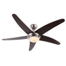 Ventilatore da soffitto Fabiola 132 cm con 5 pale in noce e funzione estate/inverno per ambienti fino a 30 m².