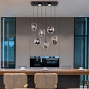 plafoniera moderna regolabile con 6 luci E14 e 2 spot LED integrati