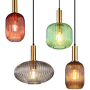 plafoniera moderna Normy con paralumi di forme e colori diversi