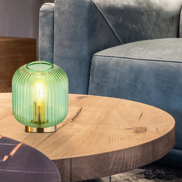 Normy - Lampada da Tavolo con Base in Ottone e Paralume in Vetro Verde