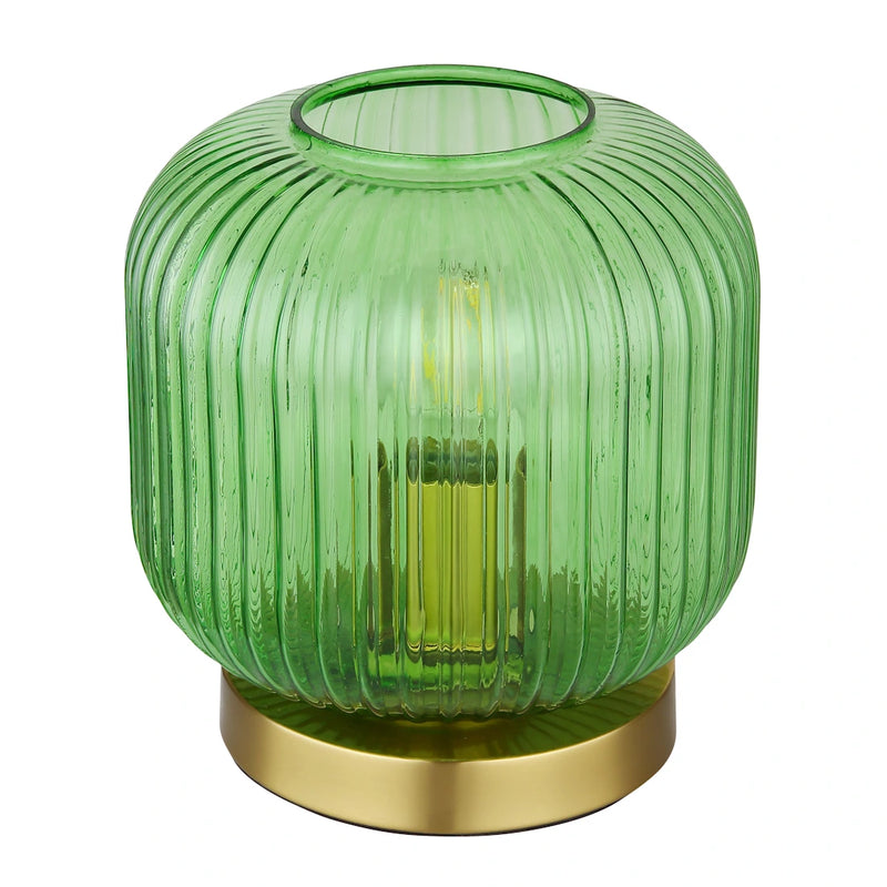 Normy - Lampada da Tavolo con Base in Ottone e Paralume in Vetro Verde