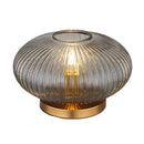 Lampada da tavolo Normy in metallo ottone e vetro fumé design moderno