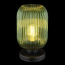 lampada da appoggio Normy con vetro verde a bulbo scanalato design vintage